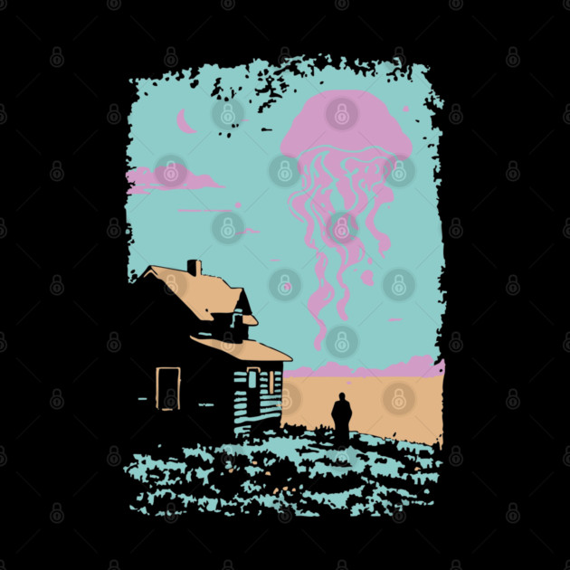 The Celestial Jellyfish Visitor - Surreal Coastal Dreamscape by TuncGK