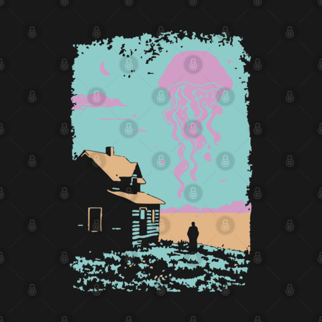 The Celestial Jellyfish Visitor - Surreal Coastal Dreamscape by TuncGK