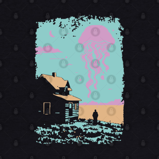 The Celestial Jellyfish Visitor - Surreal Coastal Dreamscape by TuncGK