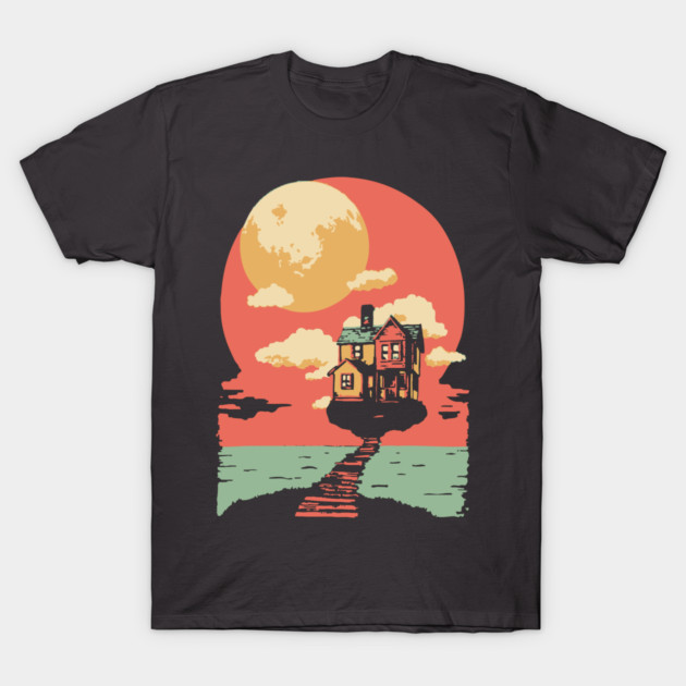 The Path Home to the Moon - Surreal Vintage Dreamscape T-Shirt by TuncGK