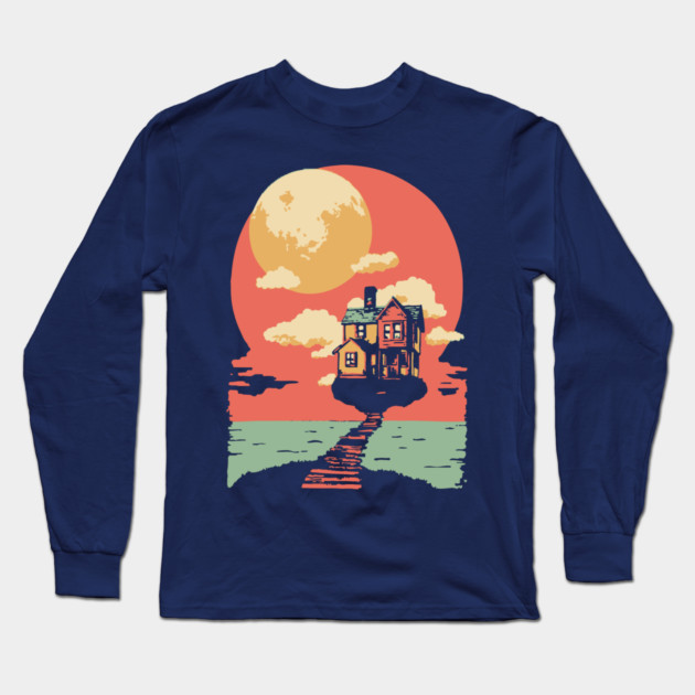 The Path Home to the Moon - Surreal Vintage Dreamscape Long Sleeve T-Shirt by TuncGK