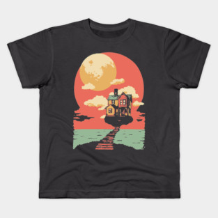 The Path Home to the Moon - Surreal Vintage Dreamscape Kids T-Shirt