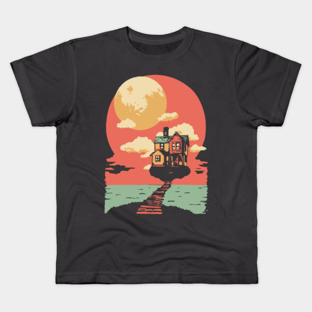 The Path Home to the Moon - Surreal Vintage Dreamscape Kids T-Shirt by TuncGK