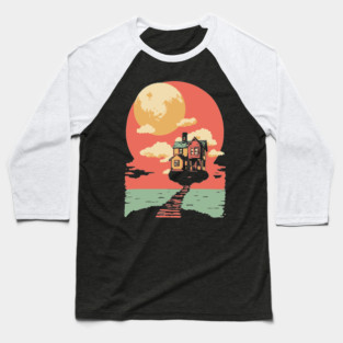 The Path Home to the Moon - Surreal Vintage Dreamscape Baseball T-Shirt