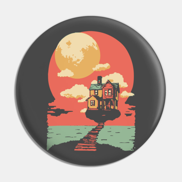 The Path Home to the Moon - Surreal Vintage Dreamscape Pin by TuncGK