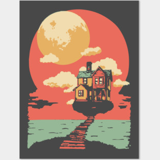 The Path Home to the Moon - Surreal Vintage Dreamscape Posters and Art