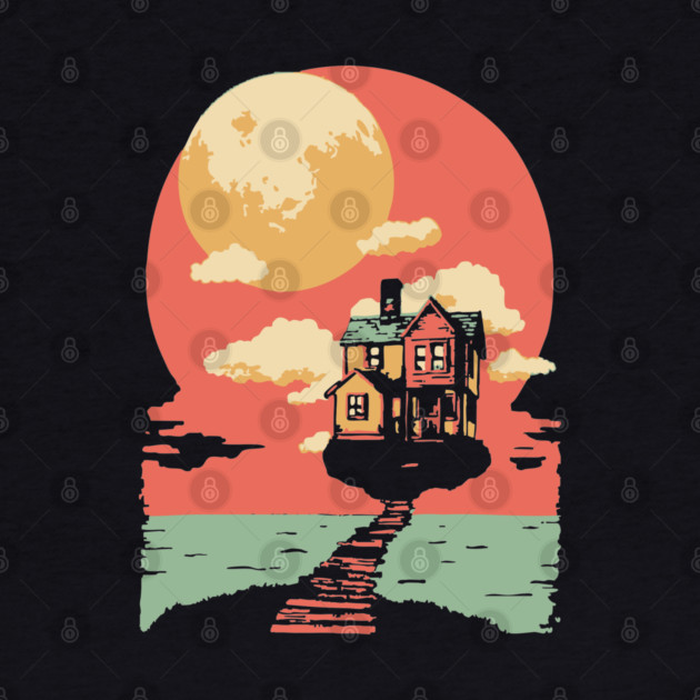 The Path Home to the Moon - Surreal Vintage Dreamscape by TuncGK