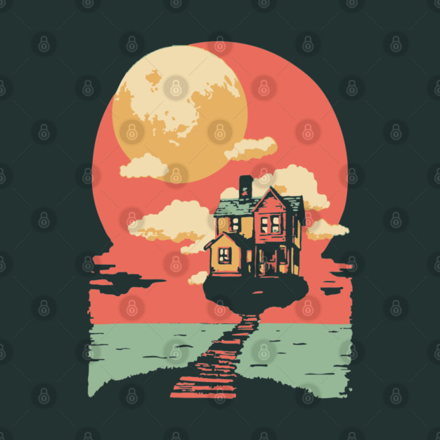 The Path Home to the Moon - Surreal Vintage Dreamscape by TuncGK