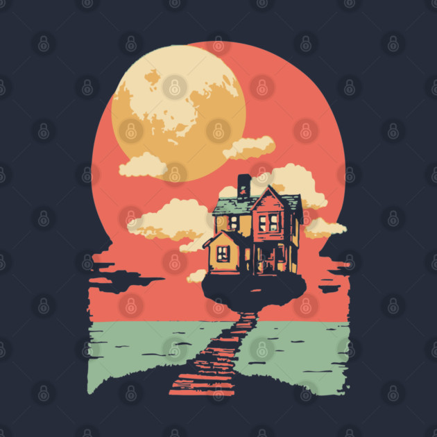 The Path Home to the Moon - Surreal Vintage Dreamscape by TuncGK