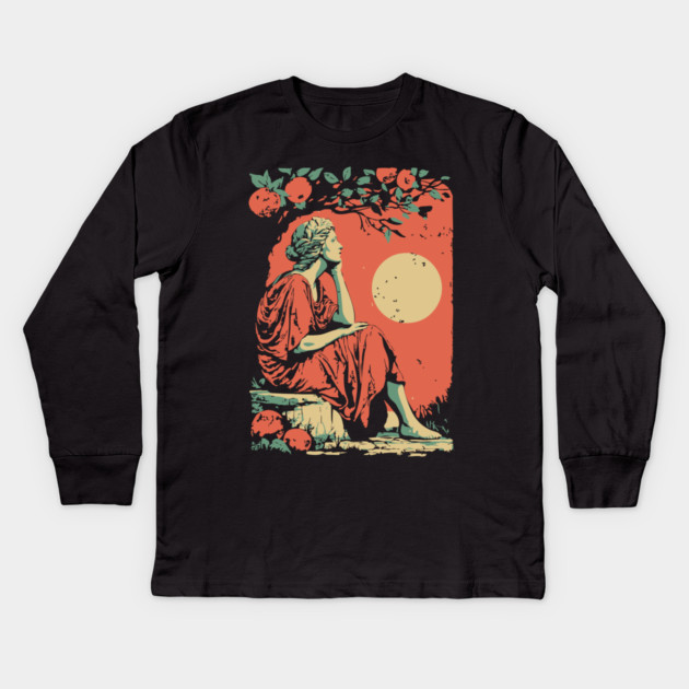 Roman Goddess of the Harvest Grove - Vintage Mythology Art Kids Long Sleeve T-Shirt by TuncGK