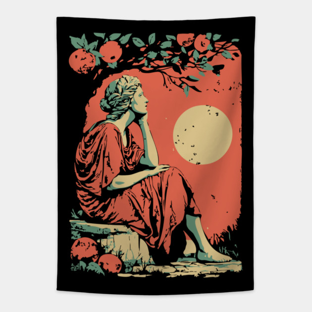 Roman Goddess of the Harvest Grove - Vintage Mythology Art Tapestry by TuncGK