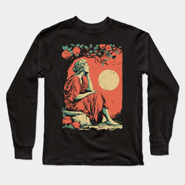 Roman Goddess of the Harvest Grove - Vintage Mythology Art Long Sleeve T-Shirt by TuncGK