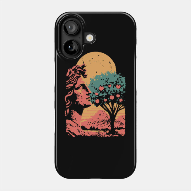 Contemplative Woman in Orange Grove - Retro Art Nouveau Illustration Phone Case by TuncGK