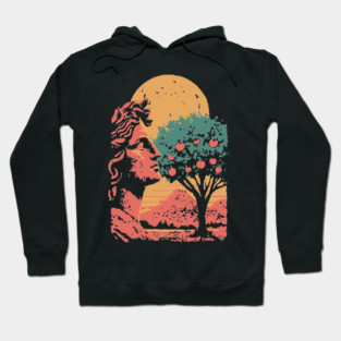 Contemplative Woman in Orange Grove - Retro Art Nouveau Illustration Hoodie