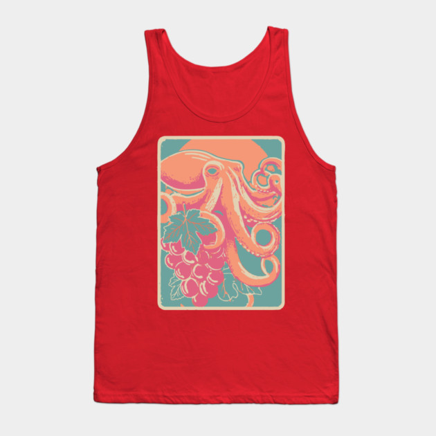 Octopus with Grapes of Bacchus - Surreal Art Nouveau Illustration Tank Top by TuncGK