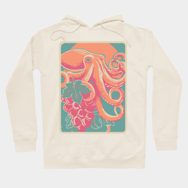 Octopus with Grapes of Bacchus - Surreal Art Nouveau Illustration Hoodie by TuncGK