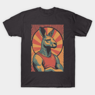 Boxing Kangaroo Athlete - Retro Australian Fitness Mascot T-Shirt