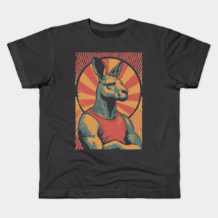 Boxing Kangaroo Athlete - Retro Australian Fitness Mascot Kids T-Shirt