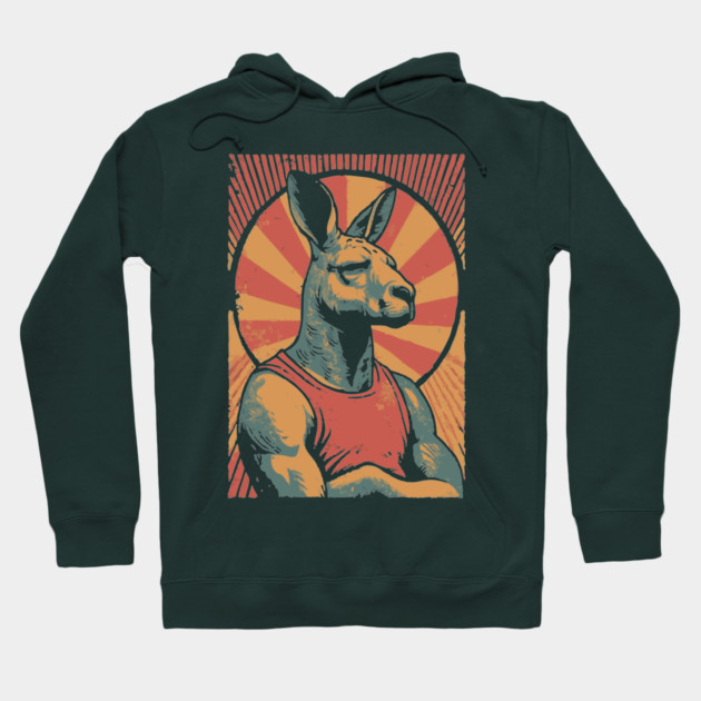 Boxing Kangaroo Athlete - Retro Australian Fitness Mascot Hoodie by TuncGK