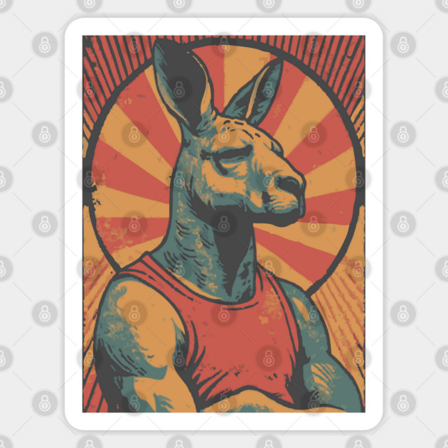 Boxing Kangaroo Athlete - Retro Australian Fitness Mascot Sticker by TuncGK