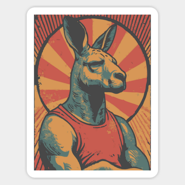 Boxing Kangaroo Athlete - Retro Australian Fitness Mascot Magnet by TuncGK