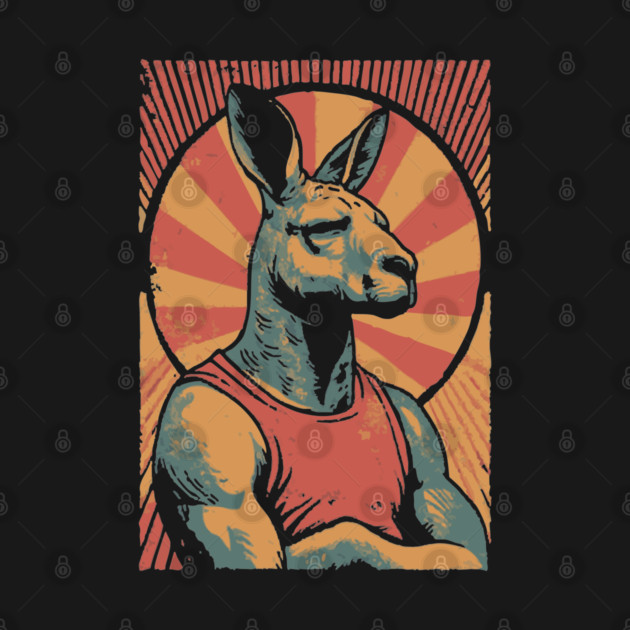 Boxing Kangaroo Athlete - Retro Australian Fitness Mascot by TuncGK