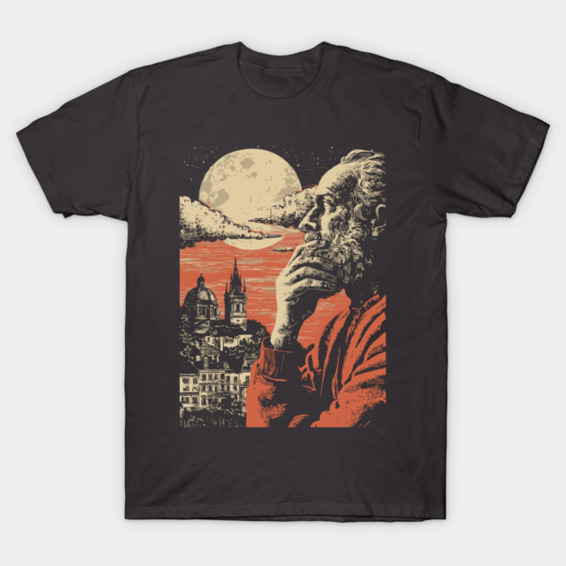 The Alchemist's Watch - Vintage Fantasy Cityscape Art T-Shirt by TuncGK