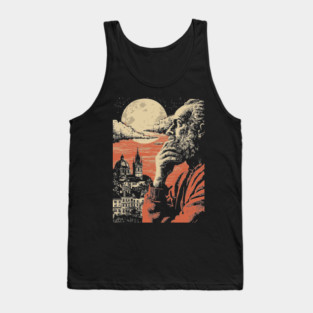 The Alchemist's Watch - Vintage Fantasy Cityscape Art Tank Top