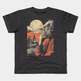 The Alchemist's Watch - Vintage Fantasy Cityscape Art Kids T-Shirt