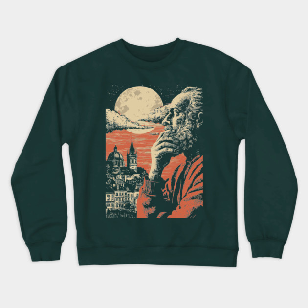 The Alchemist's Watch - Vintage Fantasy Cityscape Art Crewneck Sweatshirt by TuncGK