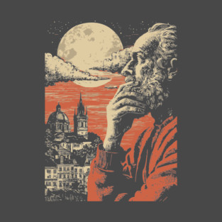 The Alchemist's Watch - Vintage Fantasy Cityscape Art T-Shirt
