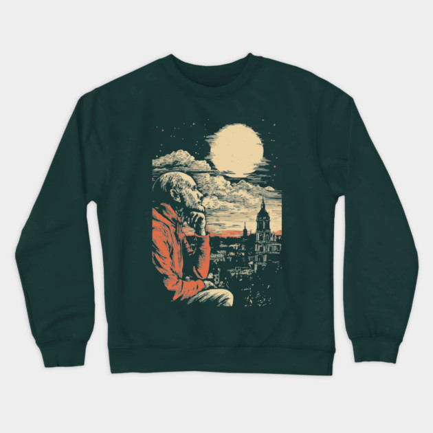 The Historian's Legacy - Vintage Scholarly City View Crewneck Sweatshirt by TuncGK