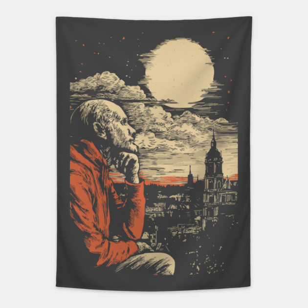 The Historian's Legacy - Vintage Scholarly City View Tapestry by TuncGK