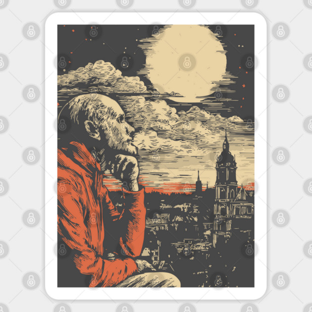 The Historian's Legacy - Vintage Scholarly City View Sticker by TuncGK
