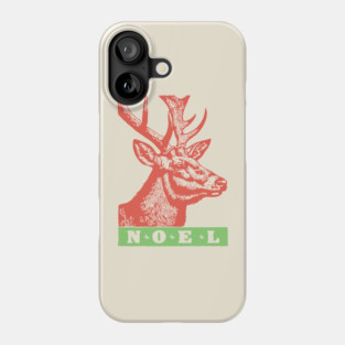 Minimalist Noel Stag - Retro Graphic Linocut Christmas Art Phone Case