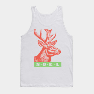 Minimalist Noel Stag - Retro Graphic Linocut Christmas Art Tank Top