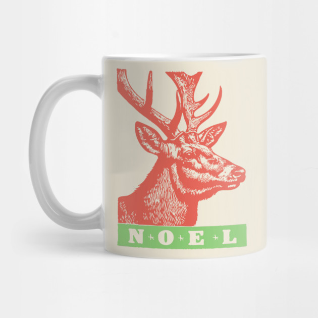 Minimalist Noel Stag - Retro Graphic Linocut Christmas Art by TuncGK