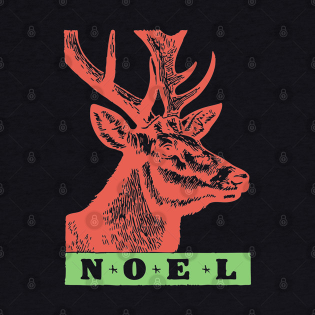 Minimalist Noel Stag - Retro Graphic Linocut Christmas Art by TuncGK