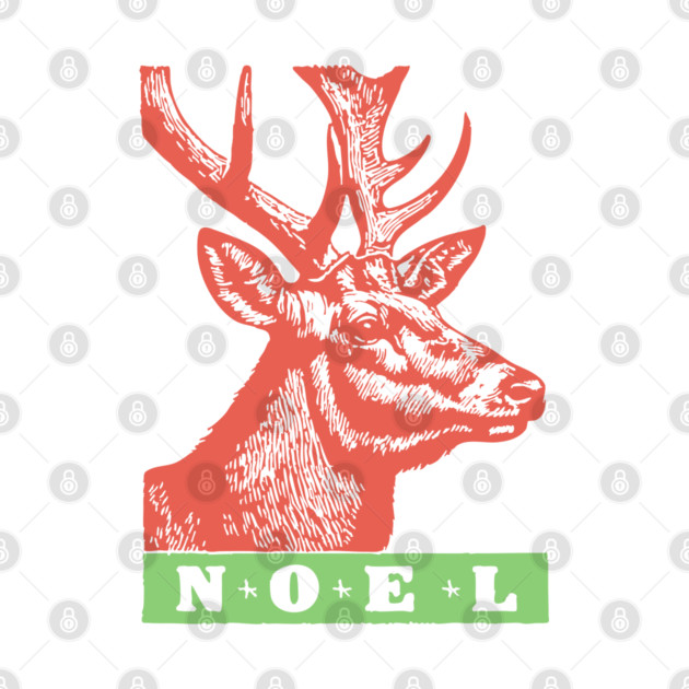 Minimalist Noel Stag - Retro Graphic Linocut Christmas Art by TuncGK