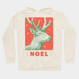 Majestic Noel Reindeer - Vintage Christmas Wildlife Illustration Hoodie