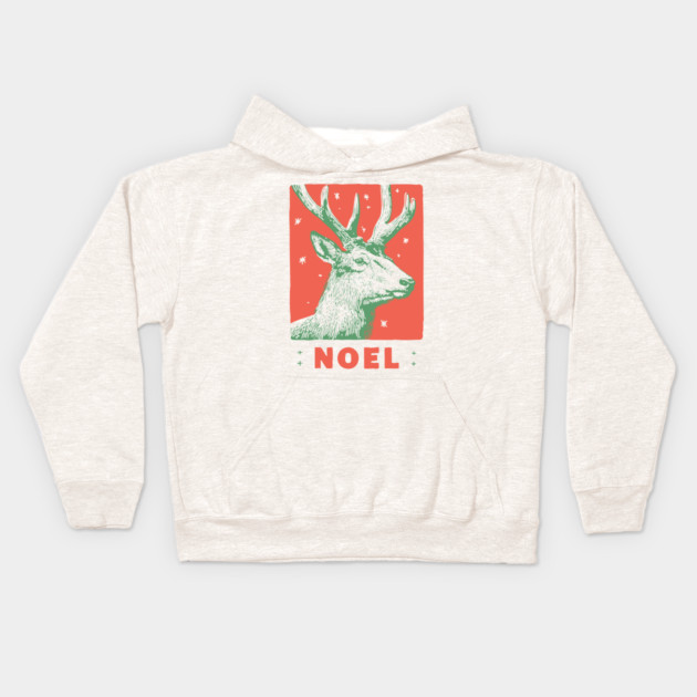 Majestic Noel Reindeer - Vintage Christmas Wildlife Illustration Kids Hoodie by TuncGK