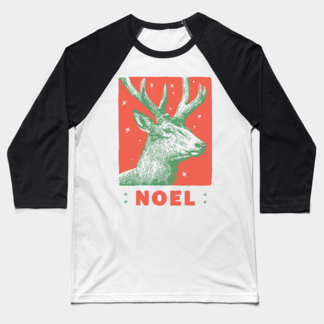Majestic Noel Reindeer - Vintage Christmas Wildlife Illustration Baseball T-Shirt by TuncGK