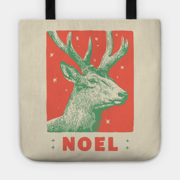 Majestic Noel Reindeer - Vintage Christmas Wildlife Illustration Tote by TuncGK