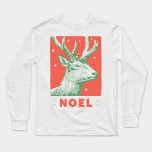 Majestic Noel Reindeer - Vintage Christmas Wildlife Illustration Long Sleeve T-Shirt