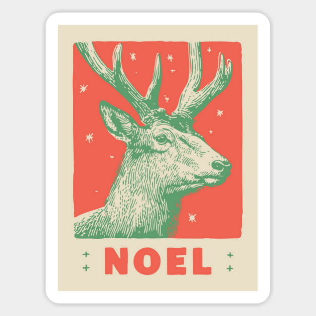 Majestic Noel Reindeer - Vintage Christmas Wildlife Illustration Magnet by TuncGK