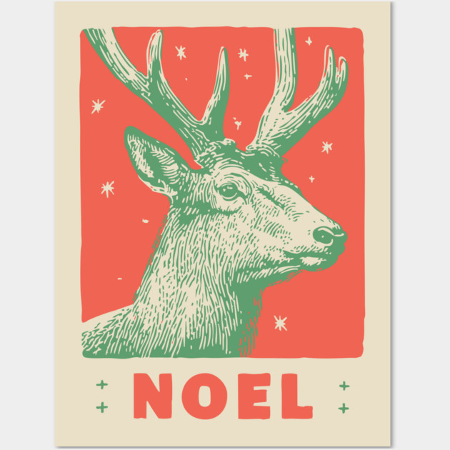 Majestic Noel Reindeer - Vintage Christmas Wildlife Illustration Wall Art by TuncGK