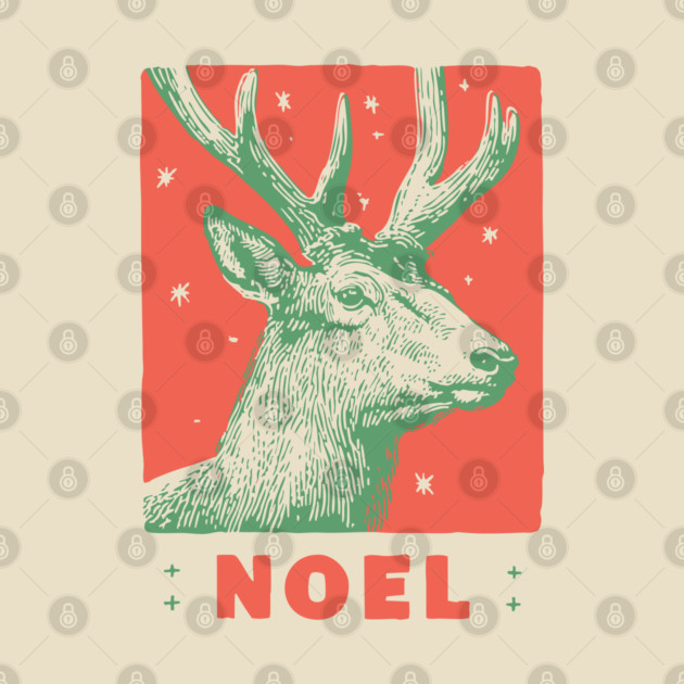 Majestic Noel Reindeer - Vintage Christmas Wildlife Illustration by TuncGK