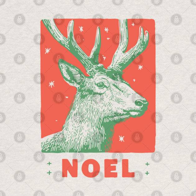 Majestic Noel Reindeer - Vintage Christmas Wildlife Illustration by TuncGK