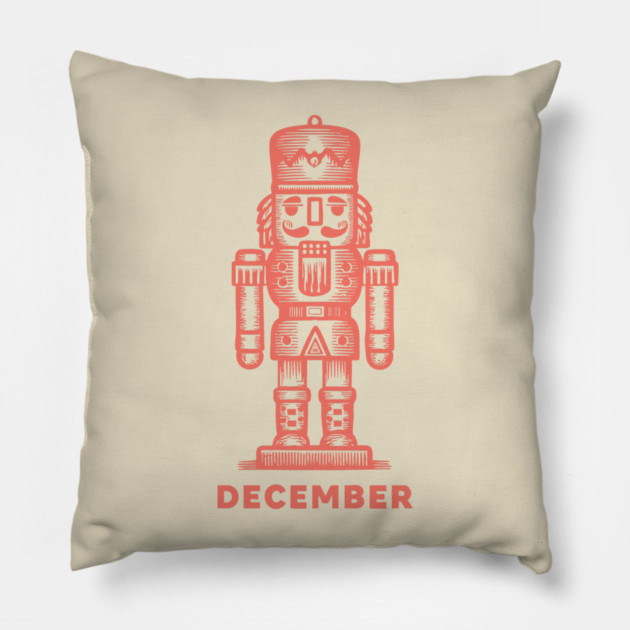 Vintage December Nutcracker - Retro Christmas Toy Soldier Pillow by TuncGK
