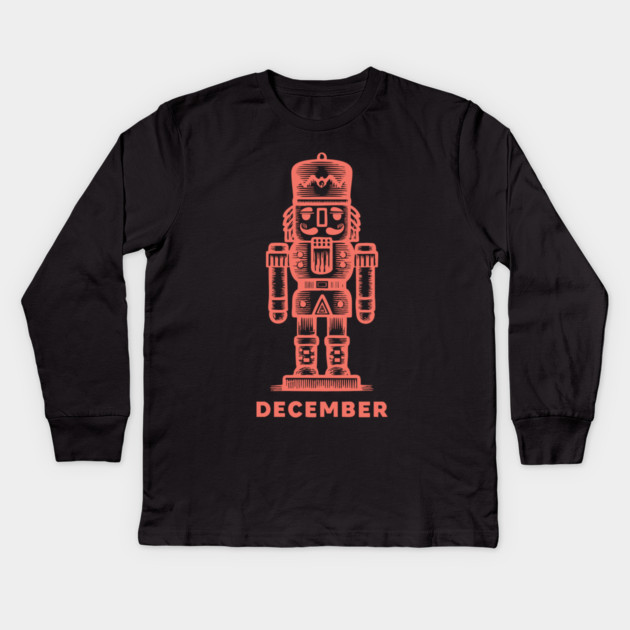 Vintage December Nutcracker - Retro Christmas Toy Soldier Kids Long Sleeve T-Shirt by TuncGK